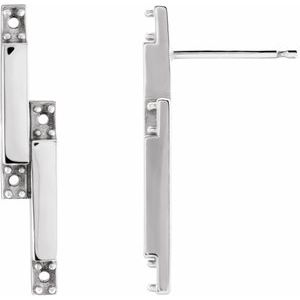 Platinum 1.5 mm Round Bar Right Earring Mounting