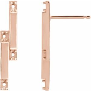 14K Rose Gold 1.5 mm Round Bar Left Earring Mounting