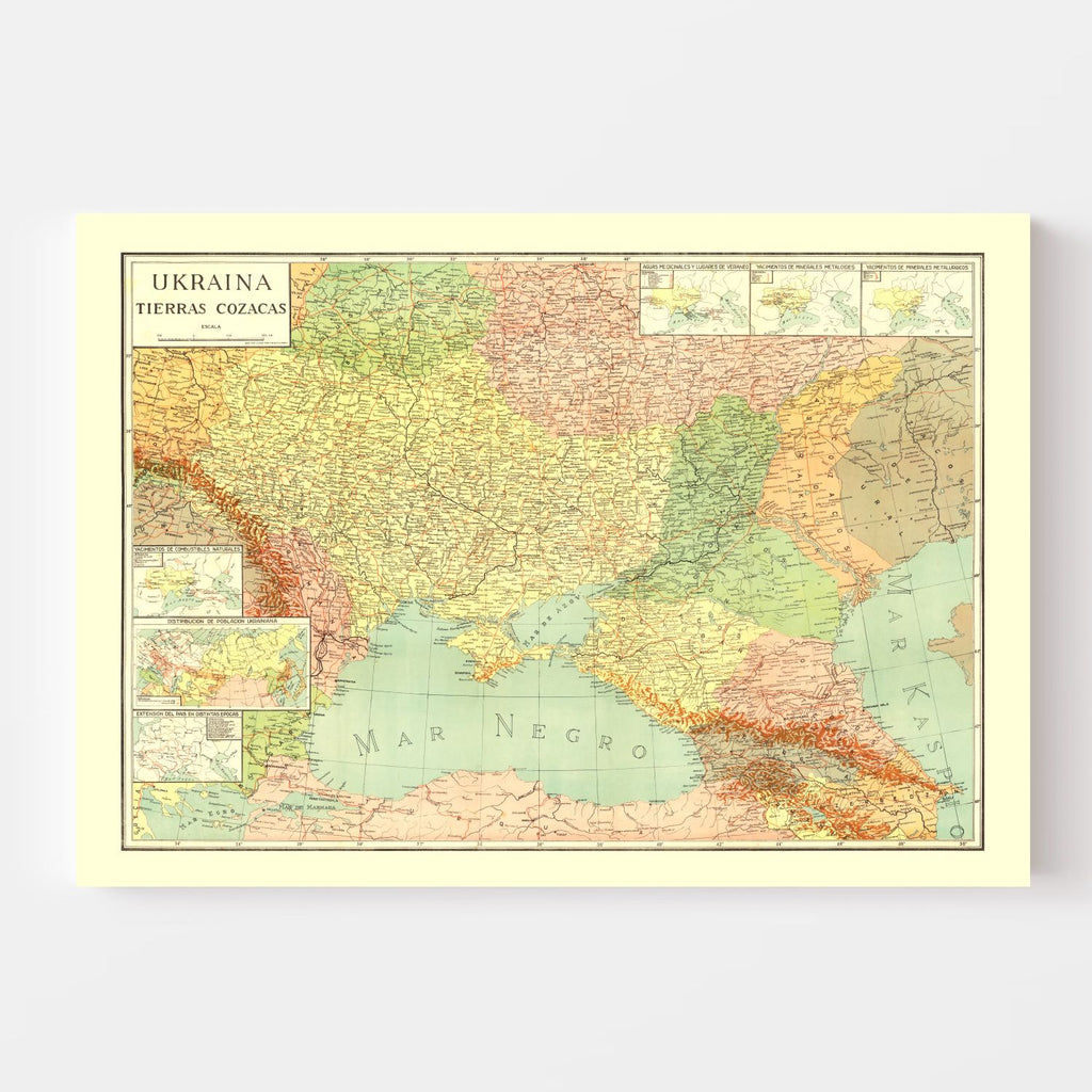Vintage Map of Ukraine 1943