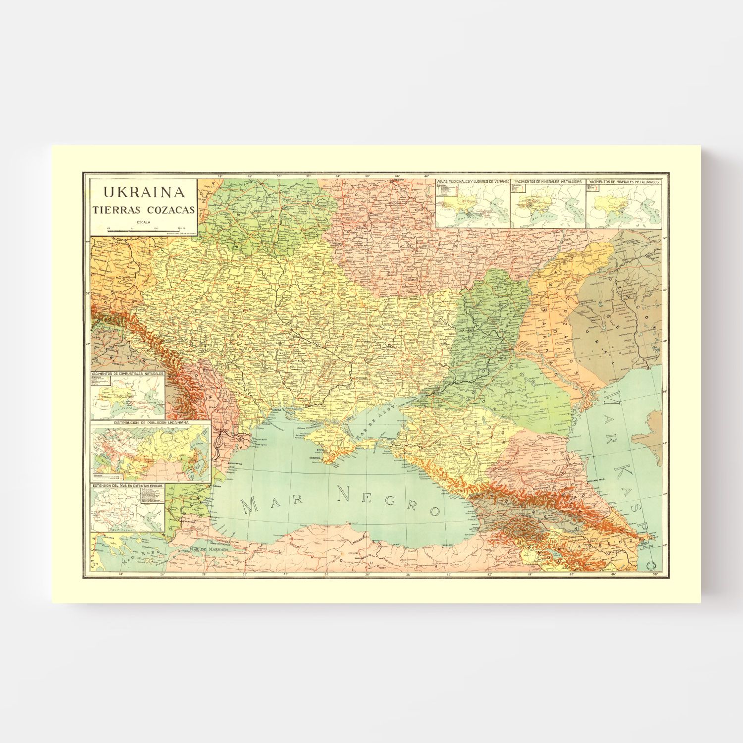 Vintage Map of Ukraine 1943