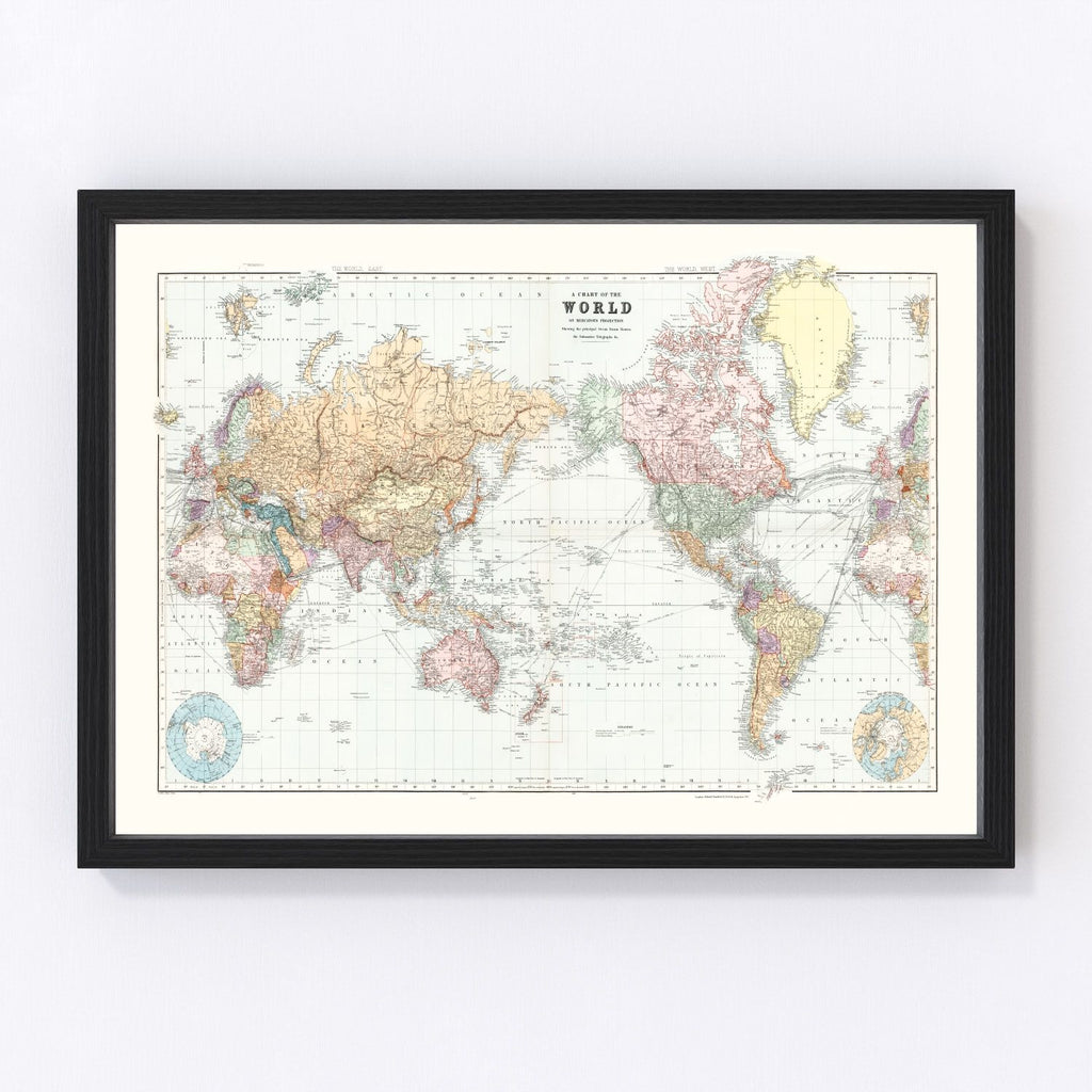 Vintage World Map 1904