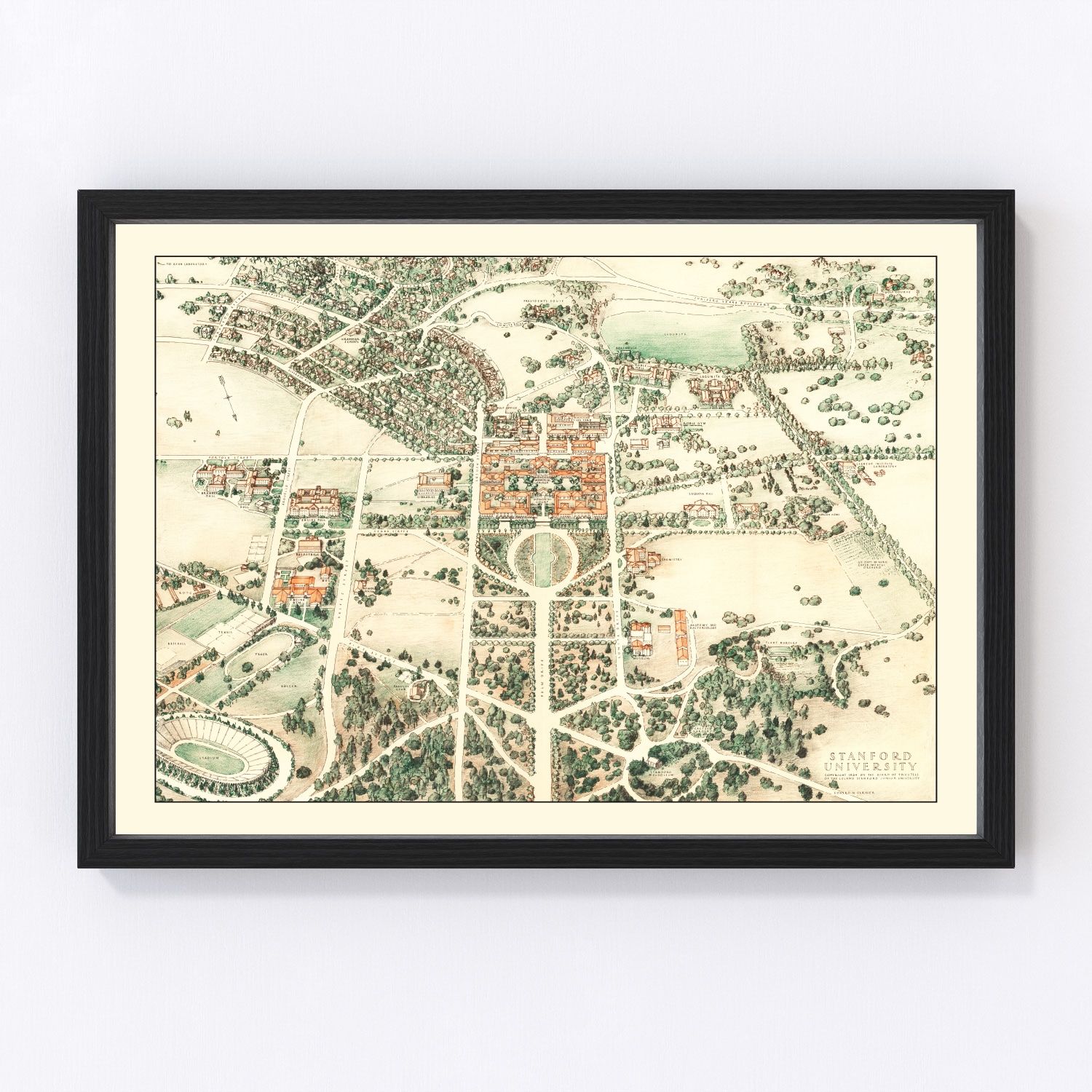 Vintage Map of Stanford University 1934