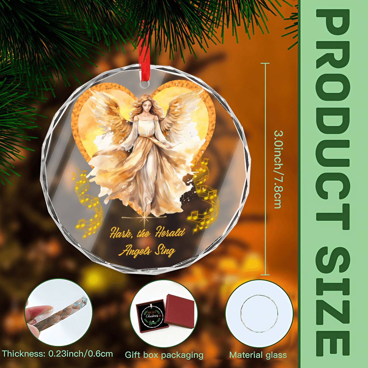 Faith Based Christmas Carols Golden Ornament Set - Set of 4