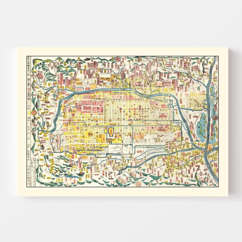 Vintage Map of Kyoto, Japan 1863
