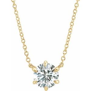 14K Yellow Gold 5/8 CT Natural Diamond Solitaire 16" Necklace