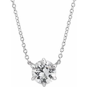 Platinum Natural White Sapphire Solitaire 18" Necklace