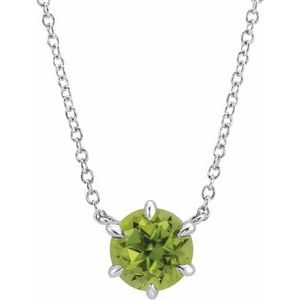 Platinum Natural Peridot Solitaire 18" Necklace