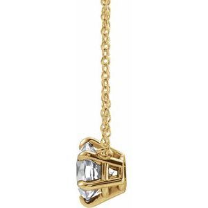 14K Yellow Gold 5/8 CT Natural Diamond Solitaire 16" Necklace