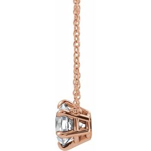 14K Rose Gold 5/8 CT Natural Diamond Solitaire 18" Necklace