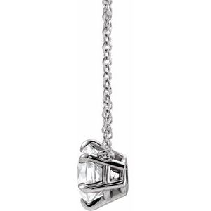 Sterling Silver Natural White Sapphire Solitaire 18" Necklace