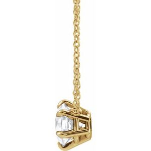 14K Yellow Gold Natural White Sapphire Solitaire 18" Necklace