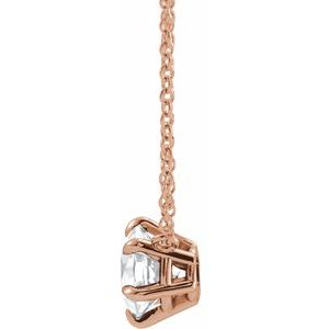 14K Rose Gold Natural White Sapphire Solitaire 18" Necklace