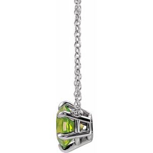Platinum Natural Peridot Solitaire 18" Necklace
