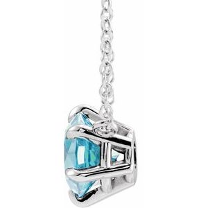 Sterling Silver Natural Aquamarine Solitaire 16" Necklace