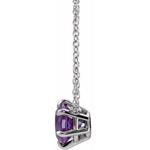 Platinum Natural Amethyst Solitaire 18" Necklace