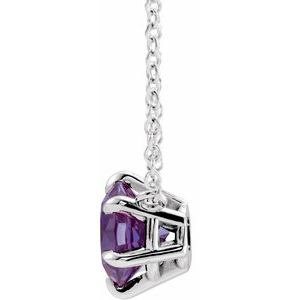 Platinum Lab-Grown Alexandrite Solitaire 18" Necklace