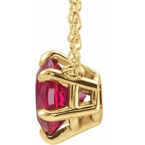 14K Yellow Gold Natural Ruby Solitaire 18" Necklace