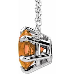 Platinum Natural Citrine Solitaire 18" Necklace