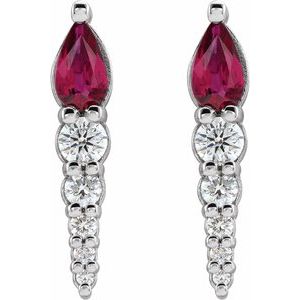 Sterling Silver Natural Ruby & 1/4 CTW Natural Diamond Earrings