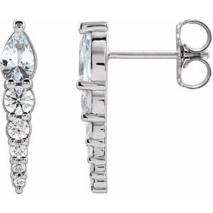 Platinum Natural White Sapphire & 1/4 CTW Natural Diamond Earrings