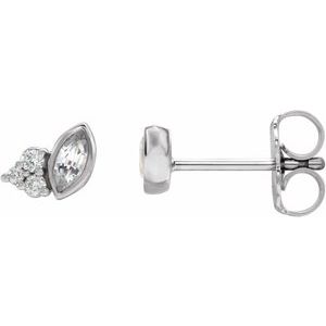 Platinum Natural White Sapphire & .05 CTW Natural Diamond Earrings