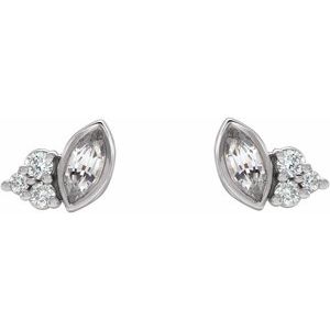 Sterling Silver Natural White Sapphire & .05 CTW Natural Diamond Earrings – image 2