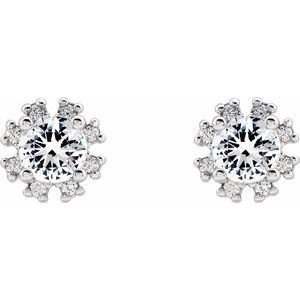 Sterling Silver Natural White Sapphire & .06 CTW Natural Diamond Earrings – image 2