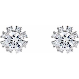 14K White Gold Natural White Sapphire & 1/5 CTW Natural Diamond Earrings – image 2