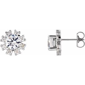 14K White Gold Natural White Sapphire & 1/2 CTW Natural Diamond Earrings