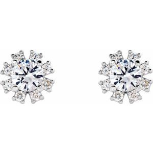 Sterling Silver Natural White Sapphire & 1/2 CTW Natural Diamond Earrings