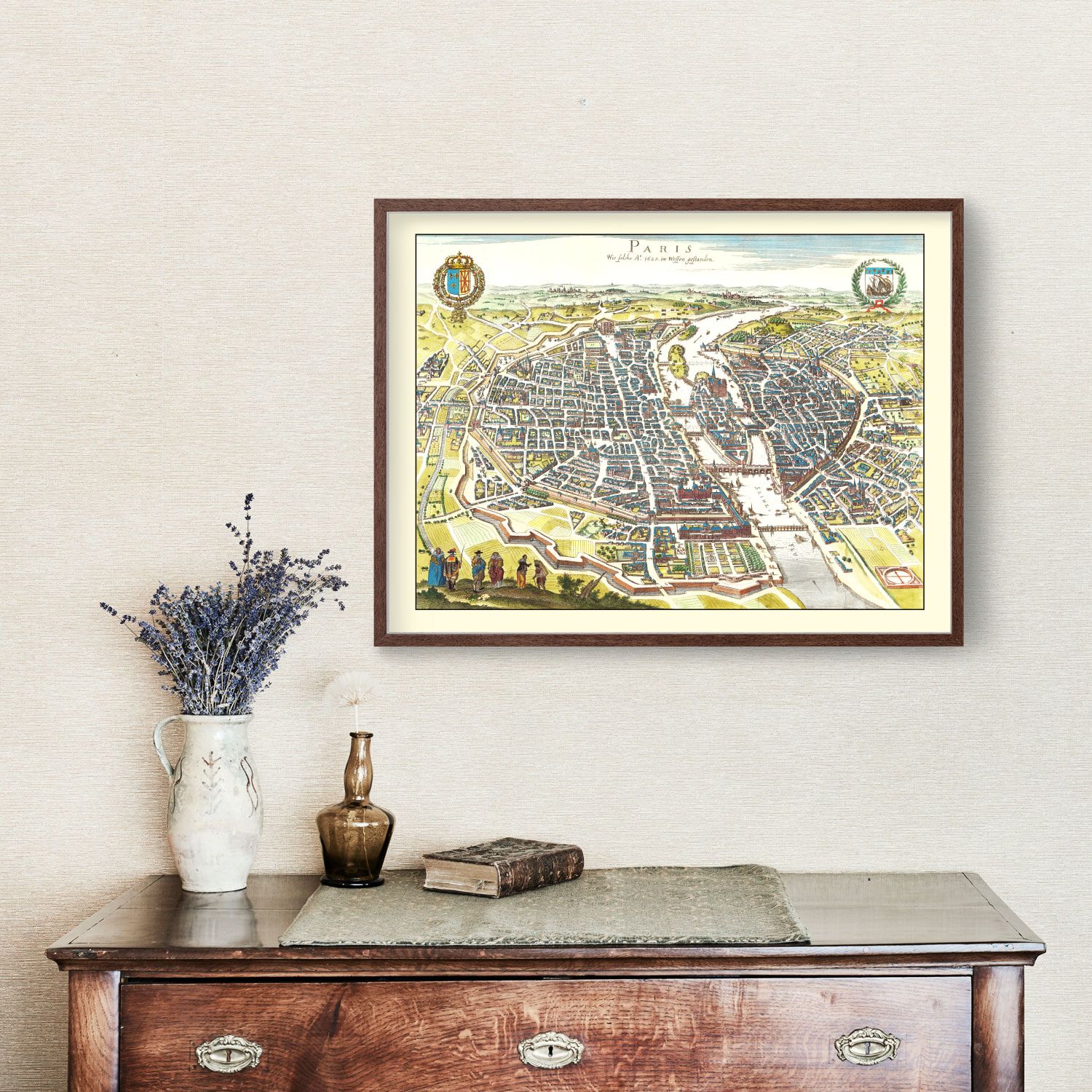 Vintage Map of Paris, France 1655