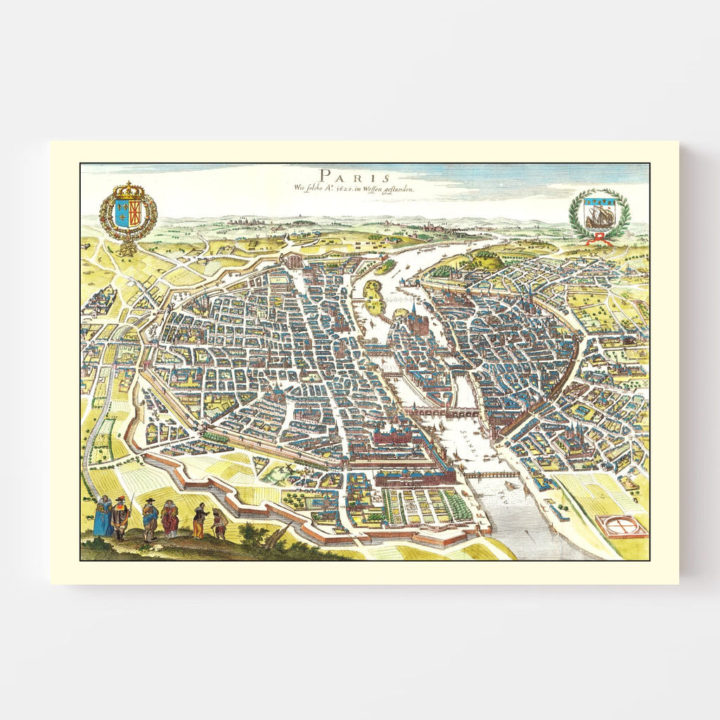 Vintage Map of Paris, France 1655