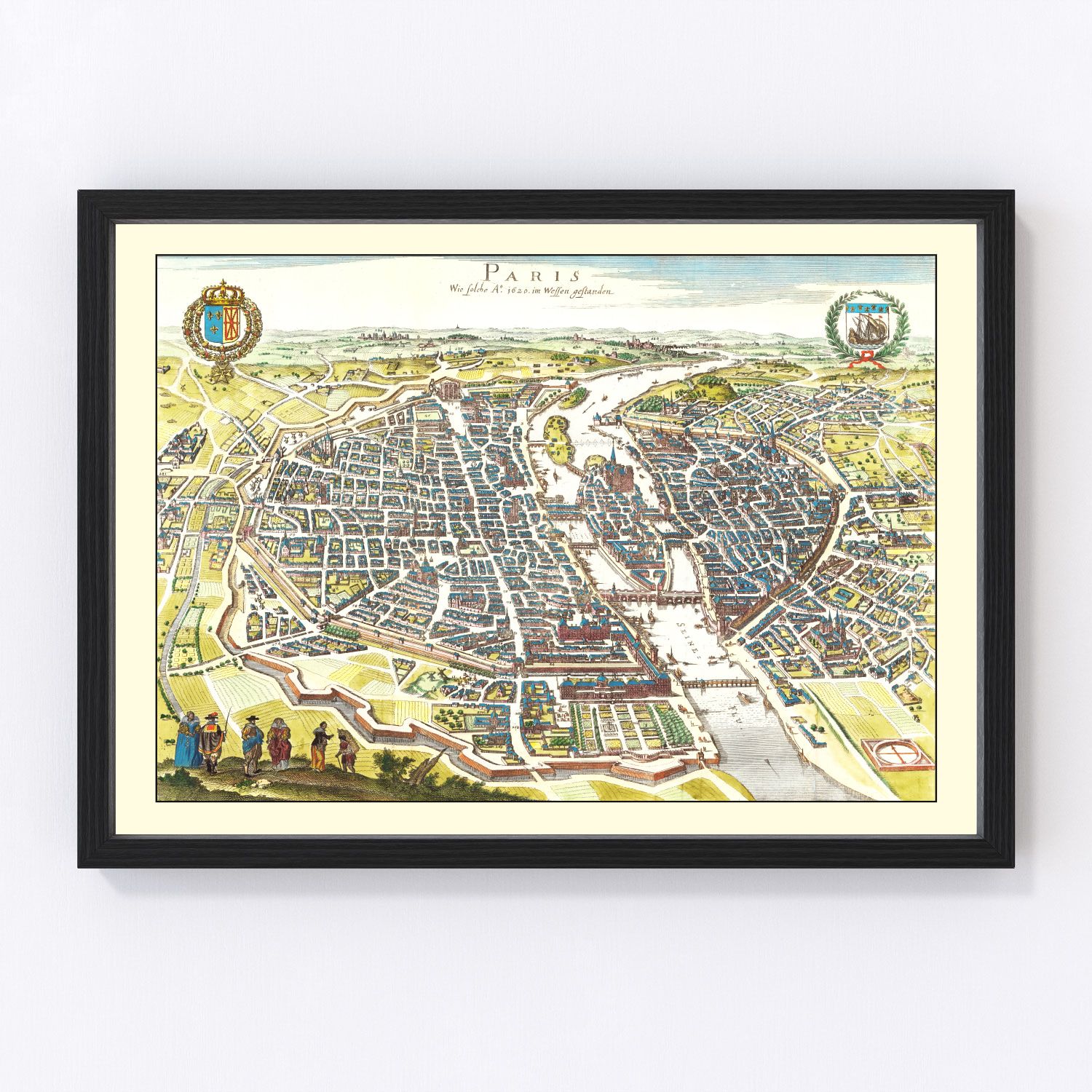 Vintage Map of Paris, France 1655