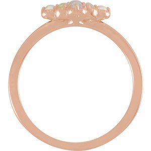 14K Rose Gold Natural White Ethiopian Opal & .02 CTW Natural Diamond Ring