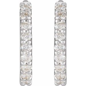 Sterling Silver 1/4 CTW Natural Diamond 10.32 mm Hoop Earrings – image 2