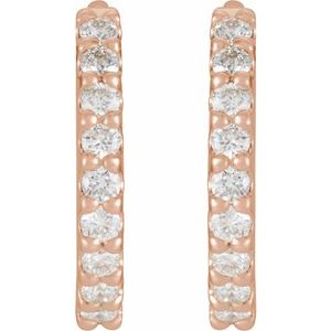 14K Rose Gold 1/4 CTW Natural Diamond 10.32 mm Hoop Earrings – image 2