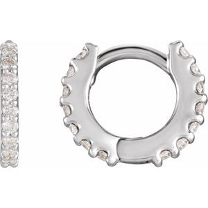 Platinum 1/8 CTW Natural Diamond 8 mm Hoop Earrings