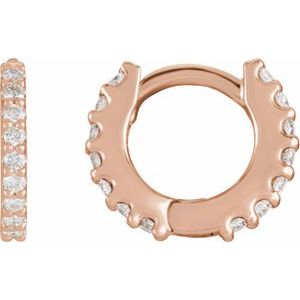 14K Rose Gold 1/8 CTW Natural Diamond 8 mm Hoop Earrings