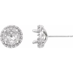 Platinum 3.5 mm Round 4-Prong Halo-Style Earring Mounting