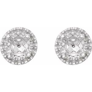 Sterling Silver 6.5 mm Round 4-Prong Halo-Style Earring Mounting – image 2