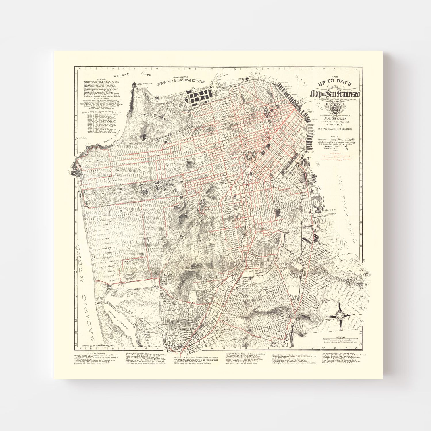 Vintage Map of San Francisco, California 1915