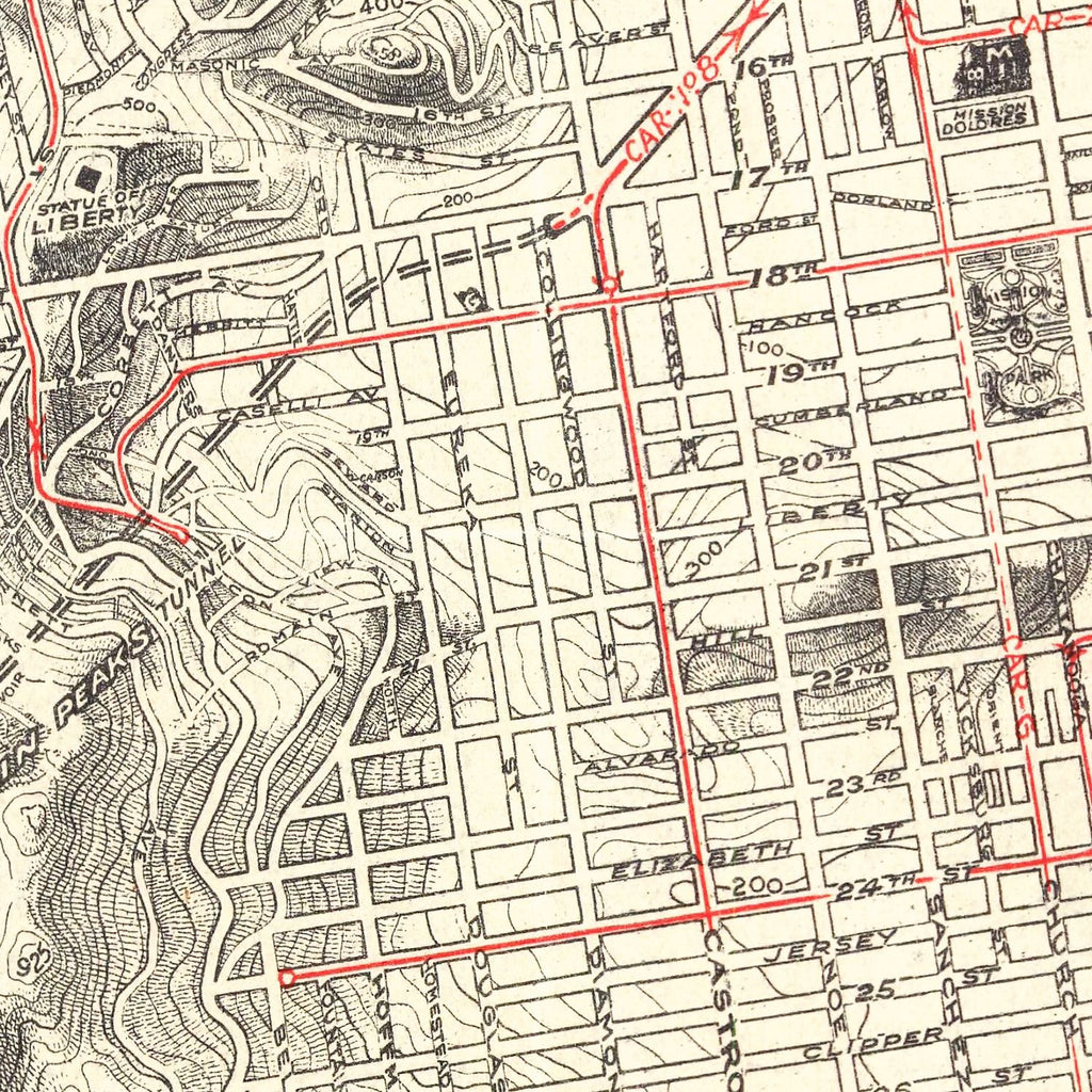 Vintage Map of San Francisco, California 1915