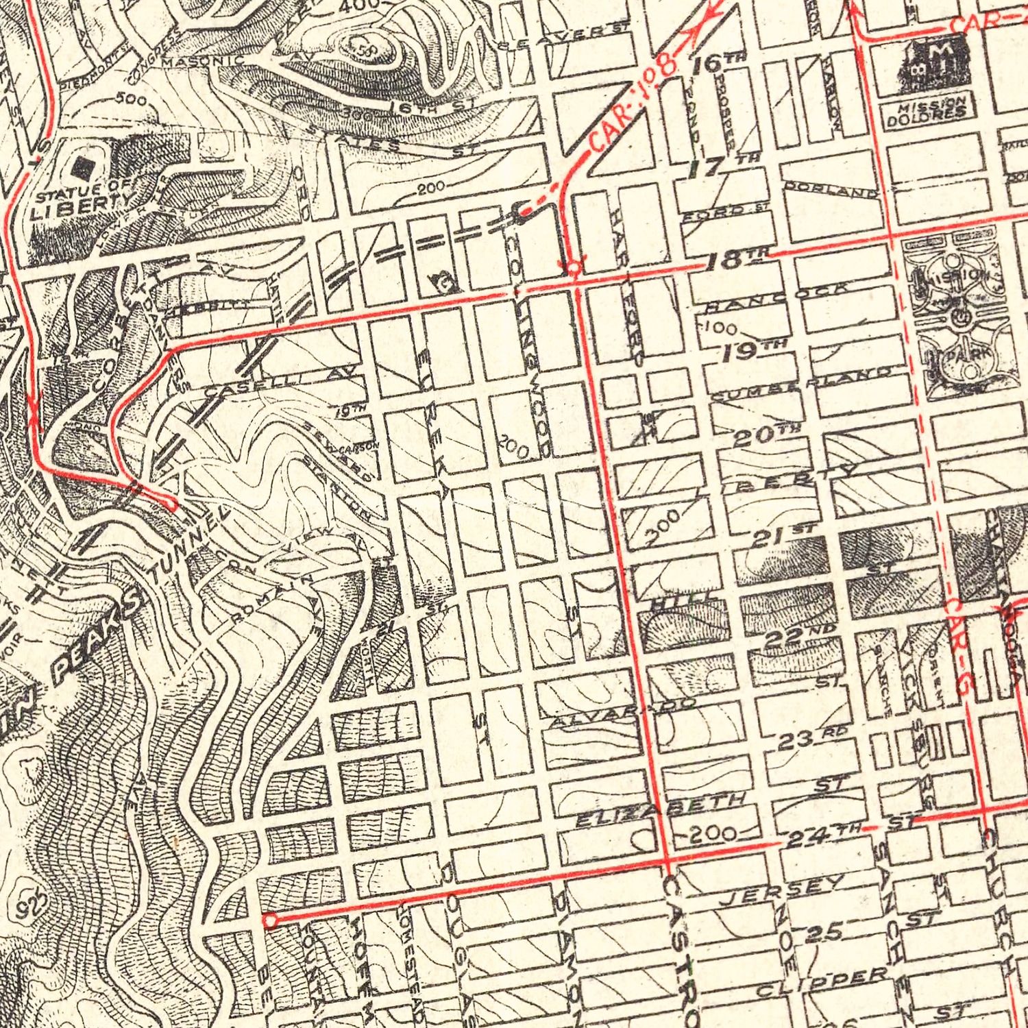 Vintage Map of San Francisco, California 1915