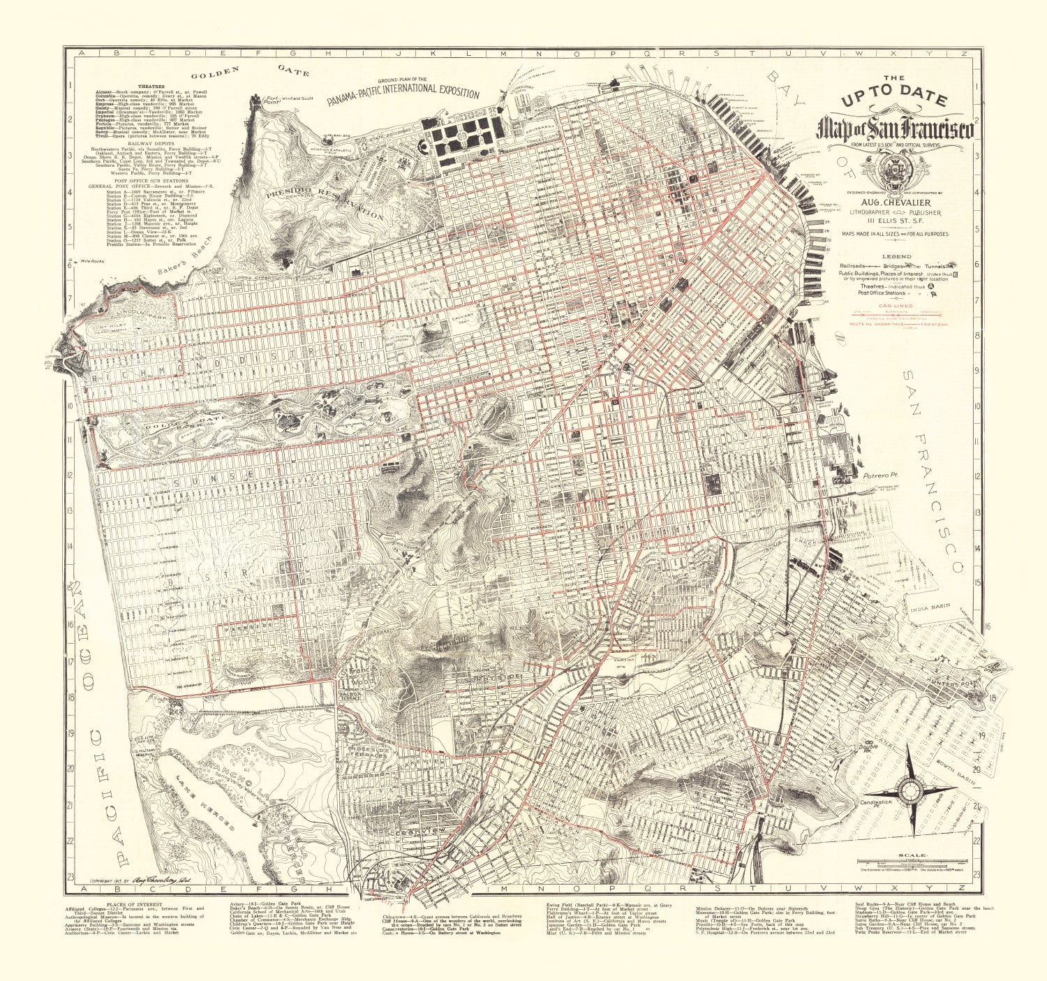 Vintage Map of San Francisco, California 1915