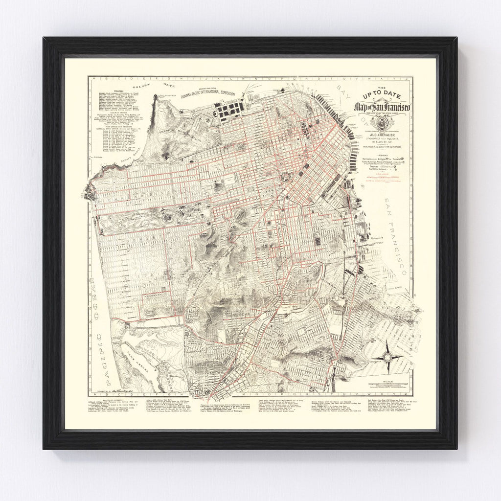 Vintage Map of San Francisco, California 1915