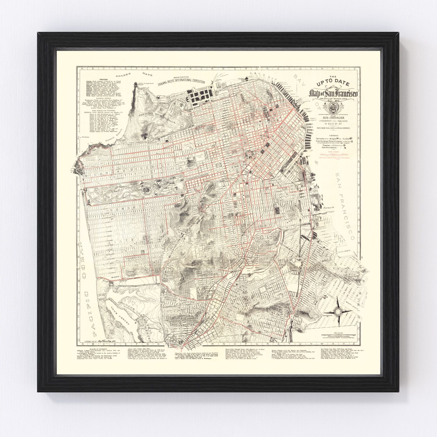 Vintage Map of San Francisco, California 1915