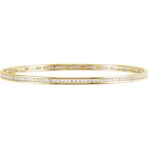14K Yellow Gold  2 1/4 CTW Natural Diamond Stackable Bangle 8" Bracelet