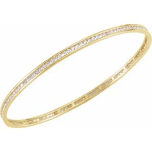 14K Yellow Gold  2 1/4 CTW Natural Diamond Stackable Bangle 8" Bracelet – image 3