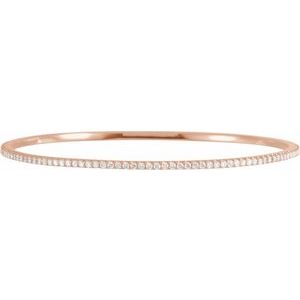14K Rose Gold 2 CTW Natural Diamond Stackable Bangle 8" Bracelet