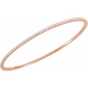 14K Rose Gold 2 CTW Natural Diamond Stackable Bangle 8" Bracelet – image 2